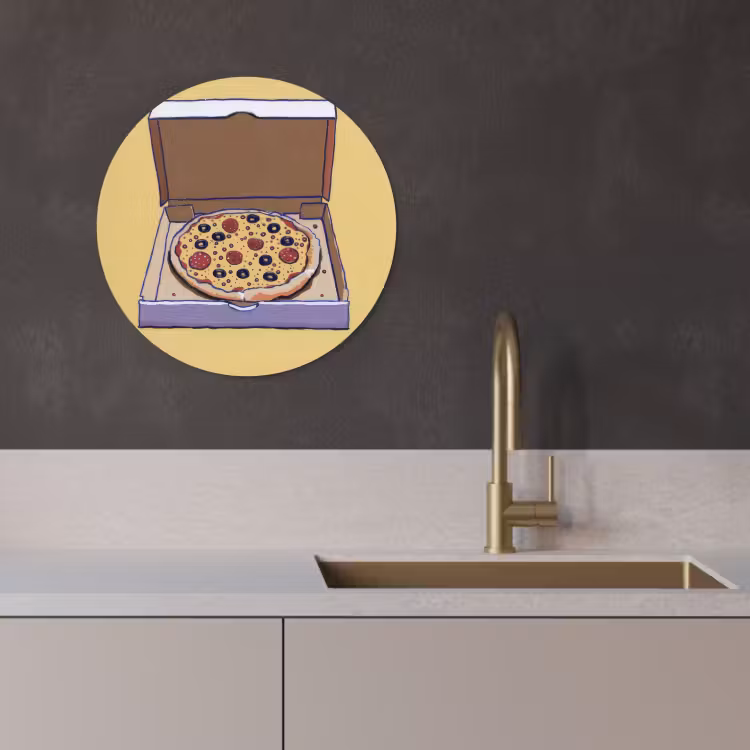 Muurcirkel - Pizza - Doos - Salami - Illustratie — 3