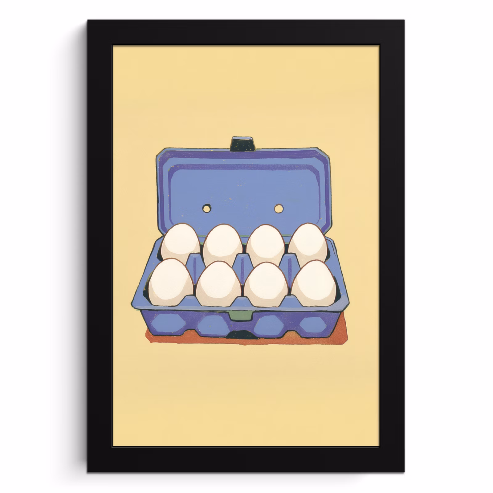 Poster met lijst - Eieren - Doos - Minimalistisch - Blauw — 1