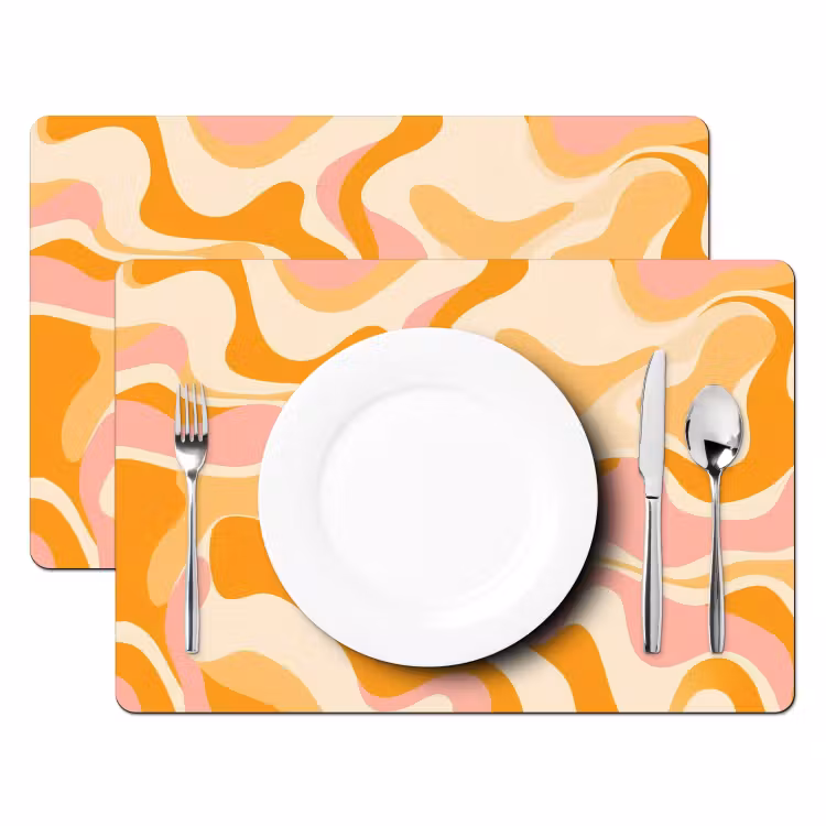 Placemat vinyl - Abstract - Golvend - Oranje — 2