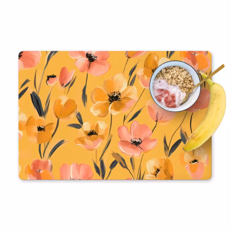 Placemat vinyl - Bloemen - Geschilderd - Geel — 1