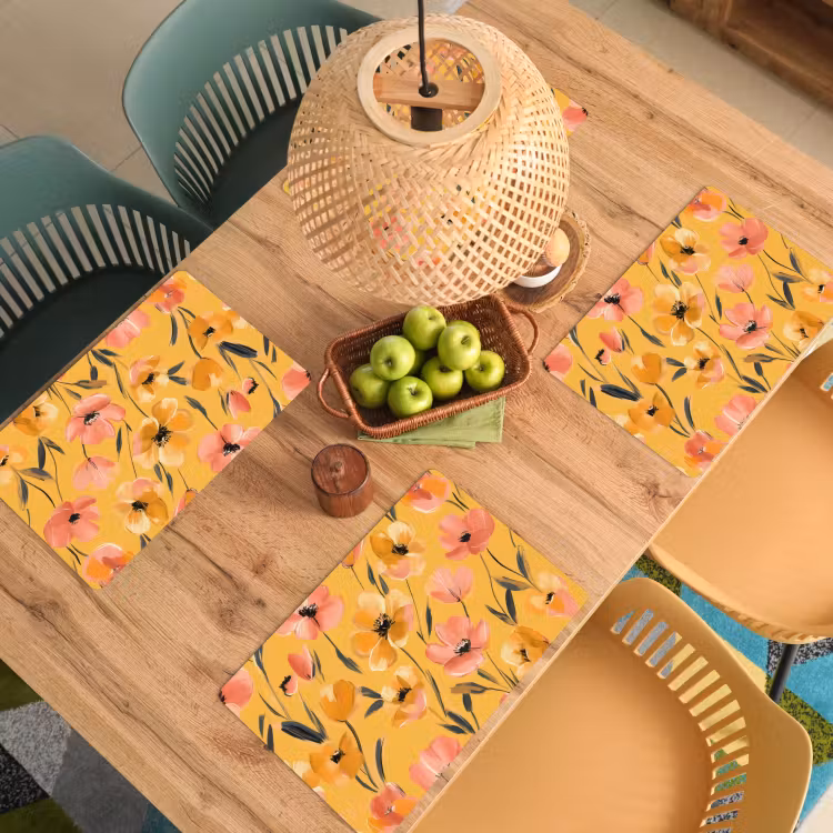 Placemat vinyl - Bloemen - Geschilderd - Geel — 3