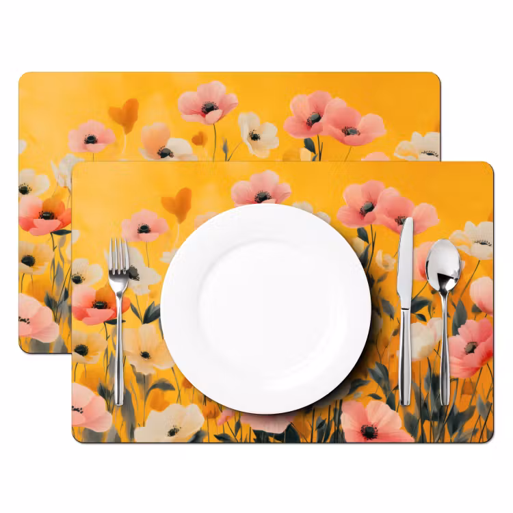 Placemat vinyl - Bloemen - Veld - Geel — 2