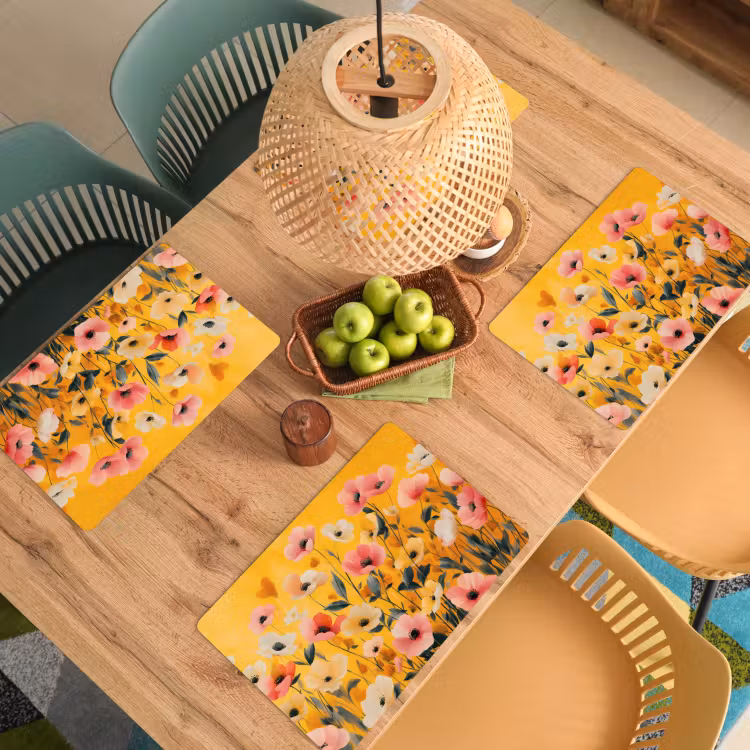 Placemat vinyl - Bloemen - Veld - Geel — 3