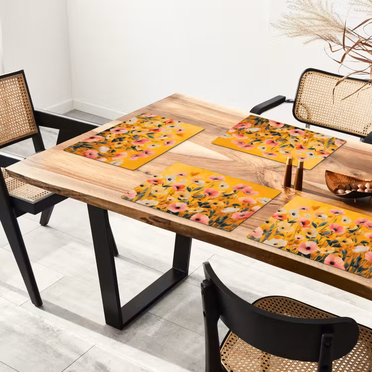 Placemat vinyl - Bloemen - Veld - Geel — 4