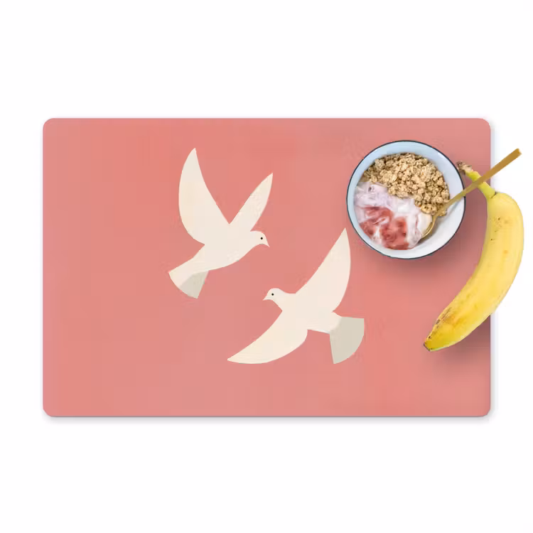 Placemat vinyl - Duiven - Wit - Sierlijk — 1