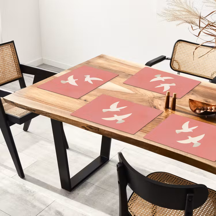 Placemat vinyl - Duiven - Wit - Sierlijk — 4