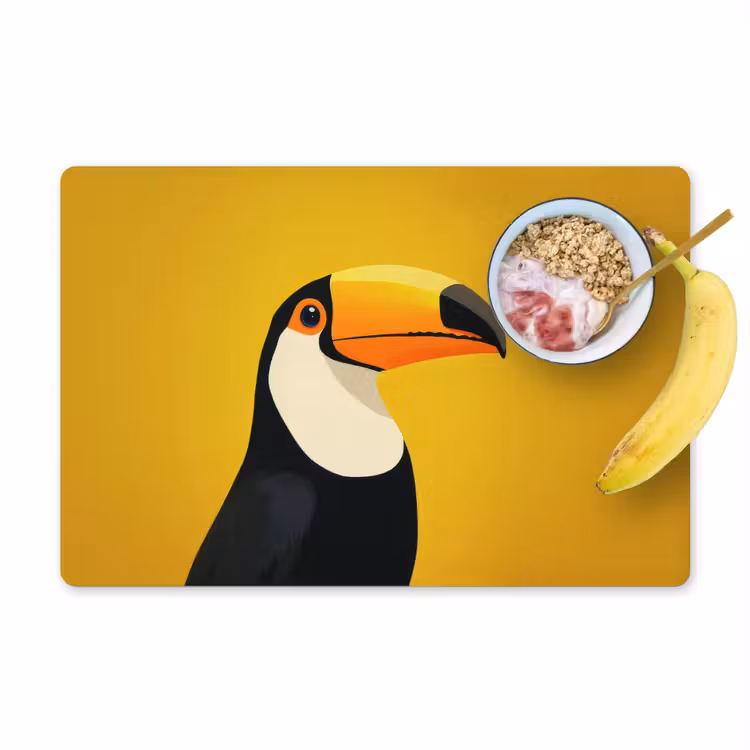 Placemat vinyl - Toekan - Minimalistisch - Snavel - Oranje — 1