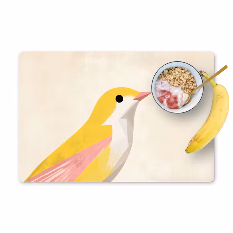 Placemat vinyl - Vogel - Minimalistisch - Geel — 1