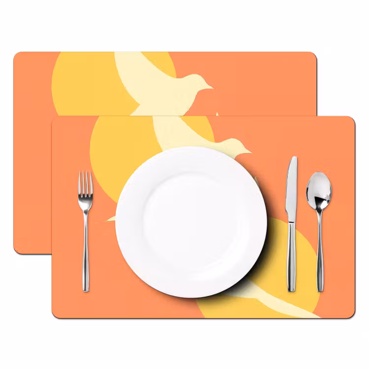 Placemat vinyl - Vogels - Cirkels - Geel — 2