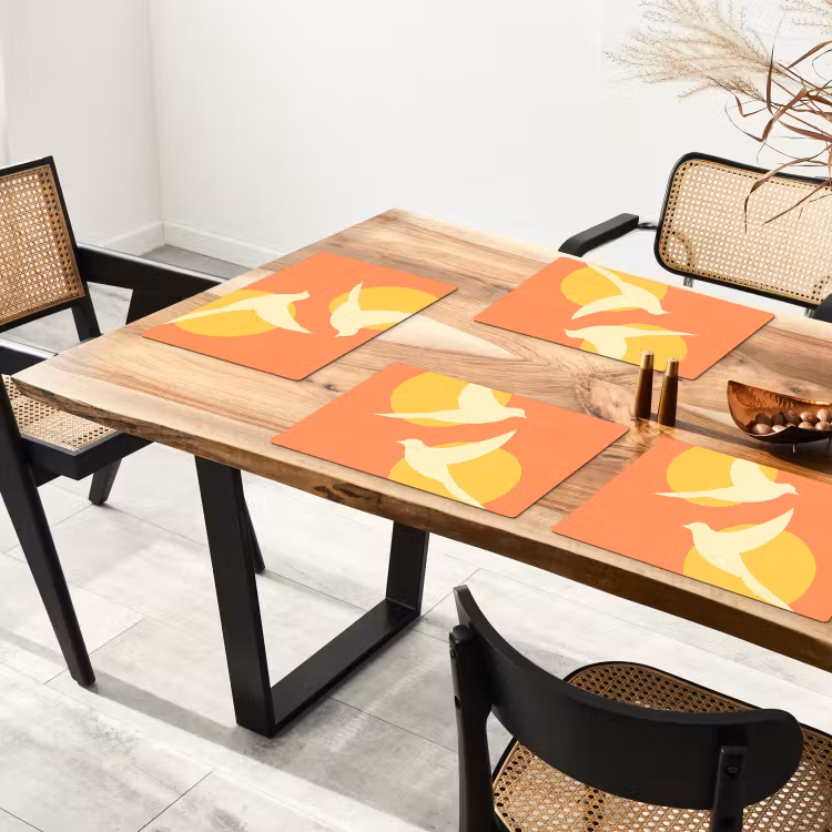 Placemat vinyl - Vogels - Cirkels - Geel — 4