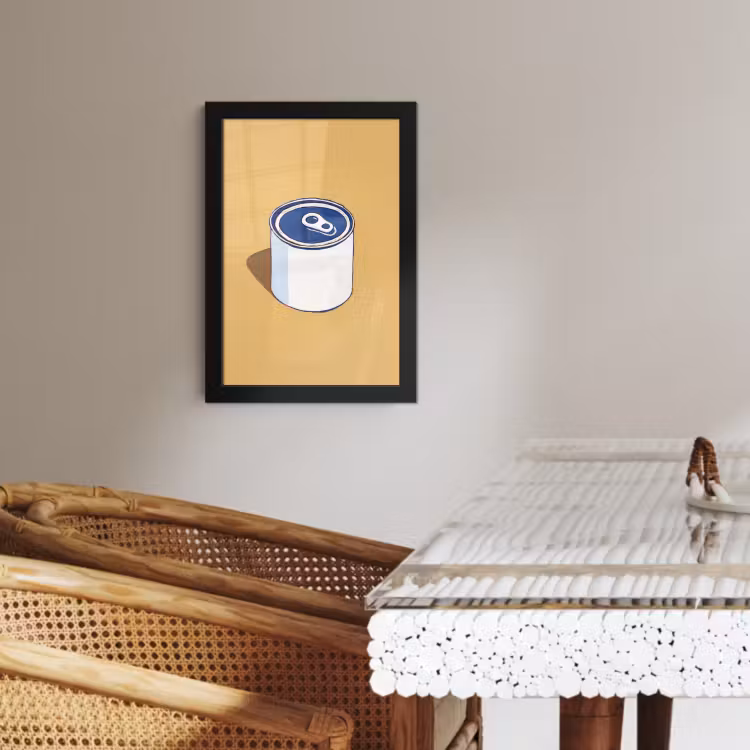 Poster met lijst - Blikje - Minimalistisch - Blauw - Illustratie — 2