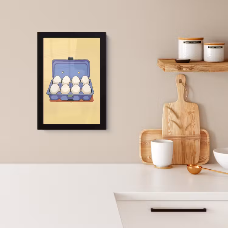 Poster met lijst - Eieren - Doos - Minimalistisch - Blauw — 2