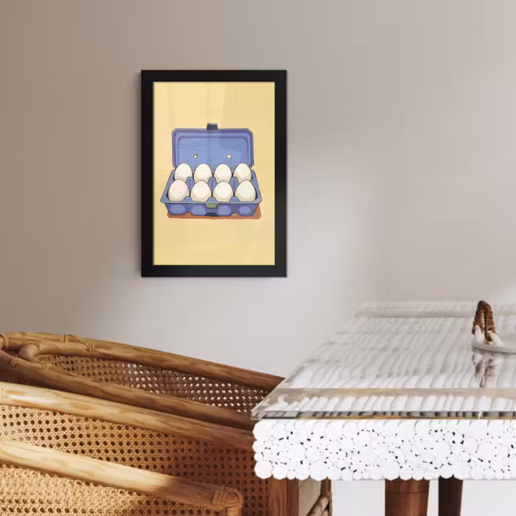 Poster met lijst - Eieren - Doos - Minimalistisch - Blauw — 4