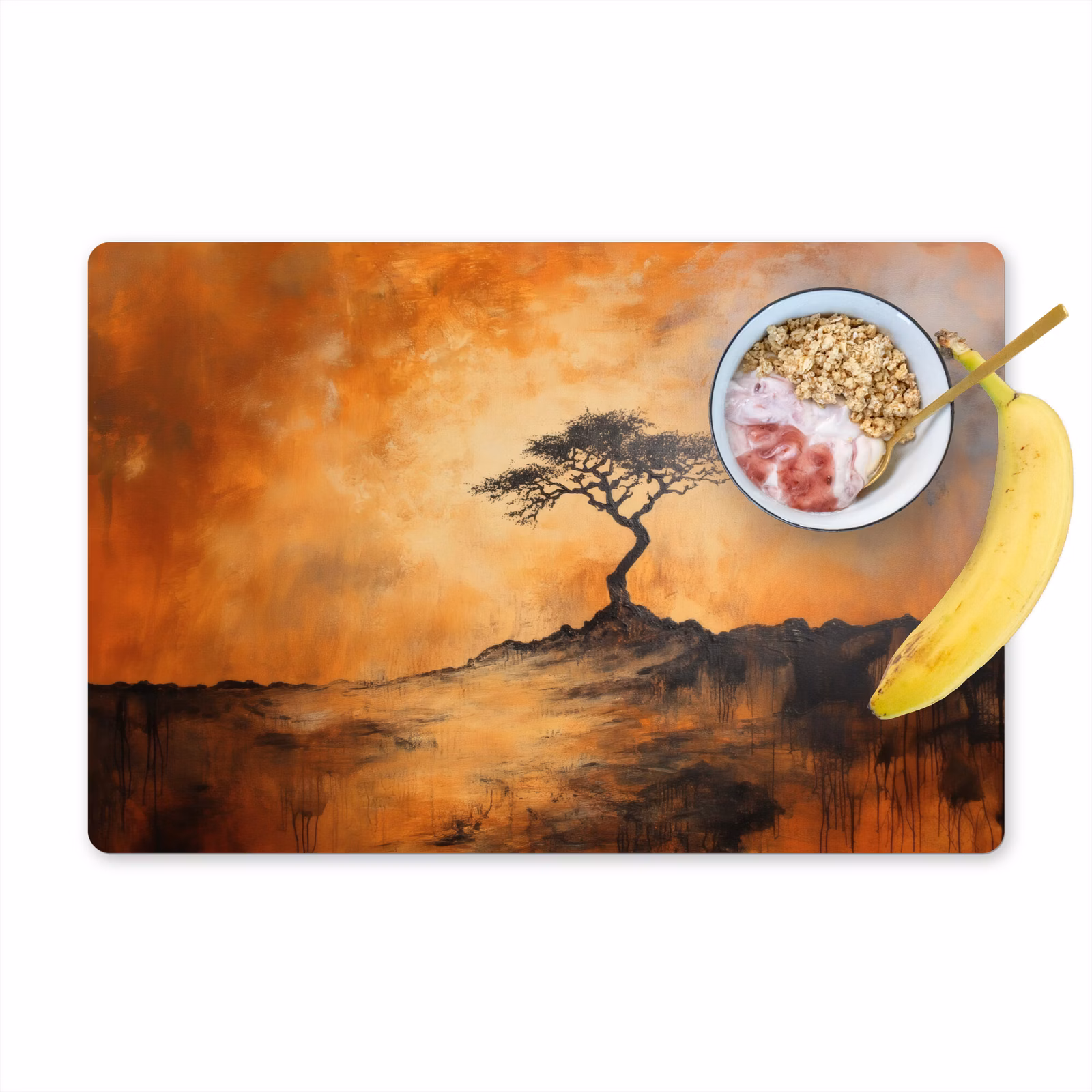 Placemat vinyl - Boom - Landschap - Oranje — 1