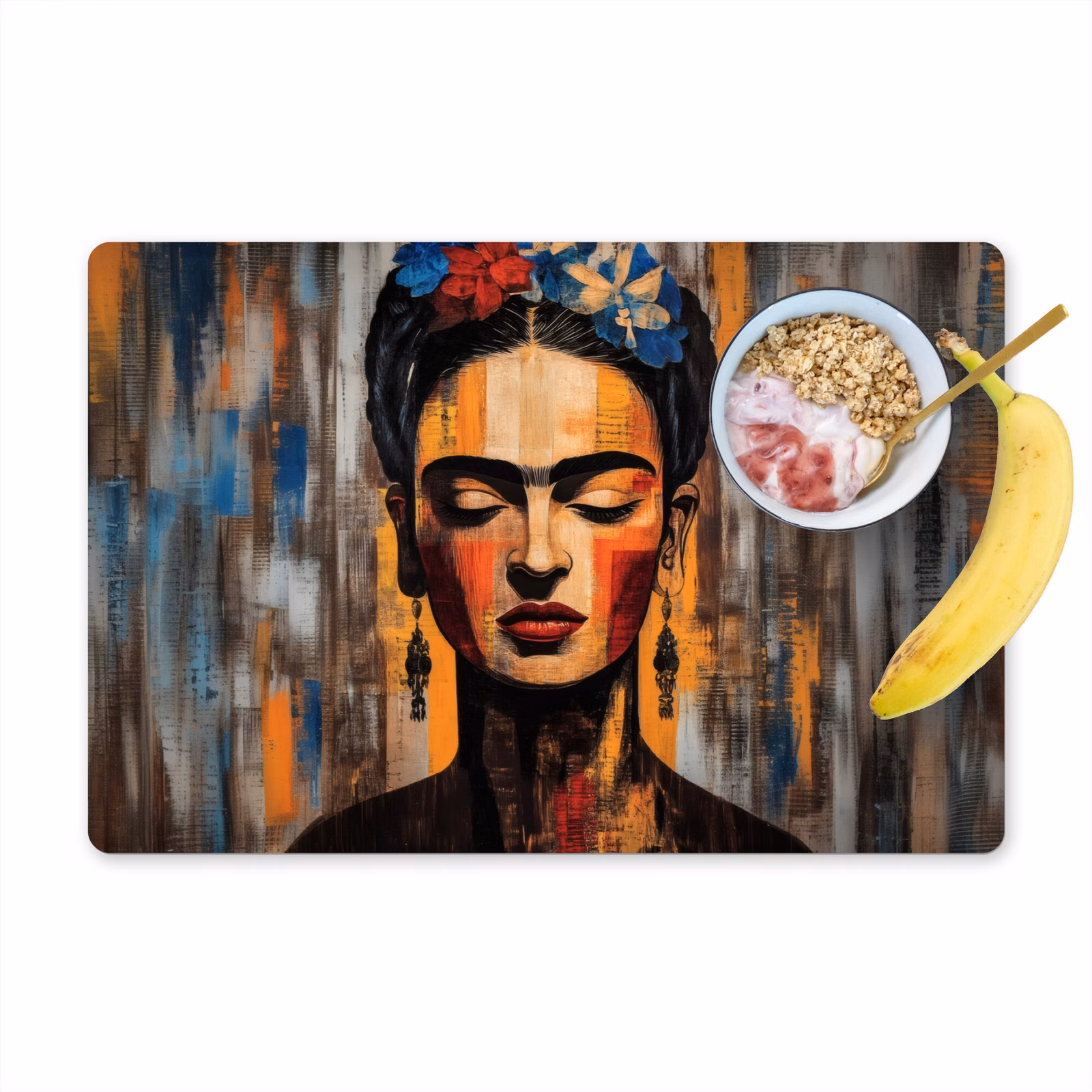 Placemat vinyl - Portret - Vrouw - Bloemen — 1
