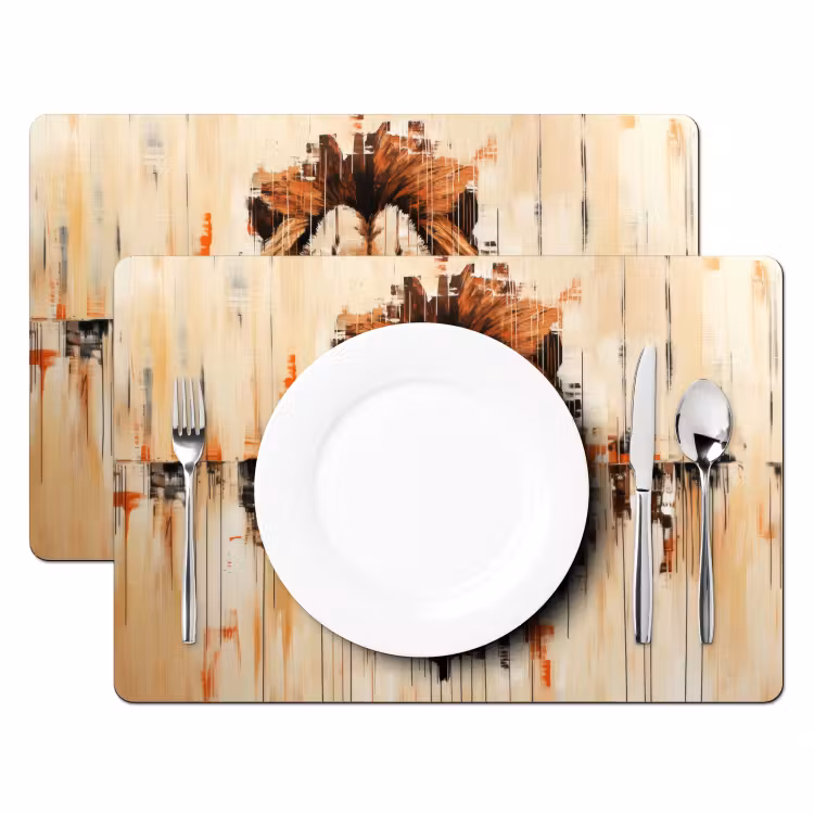 Placemat vinyl - Leeuwenkop - Lijnen - Crème — 2