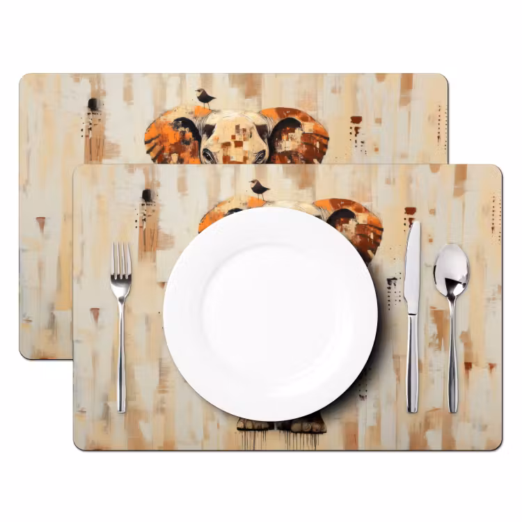 Placemat vinyl - Olifant - Slurf - Mozaïek - Abstract — 2