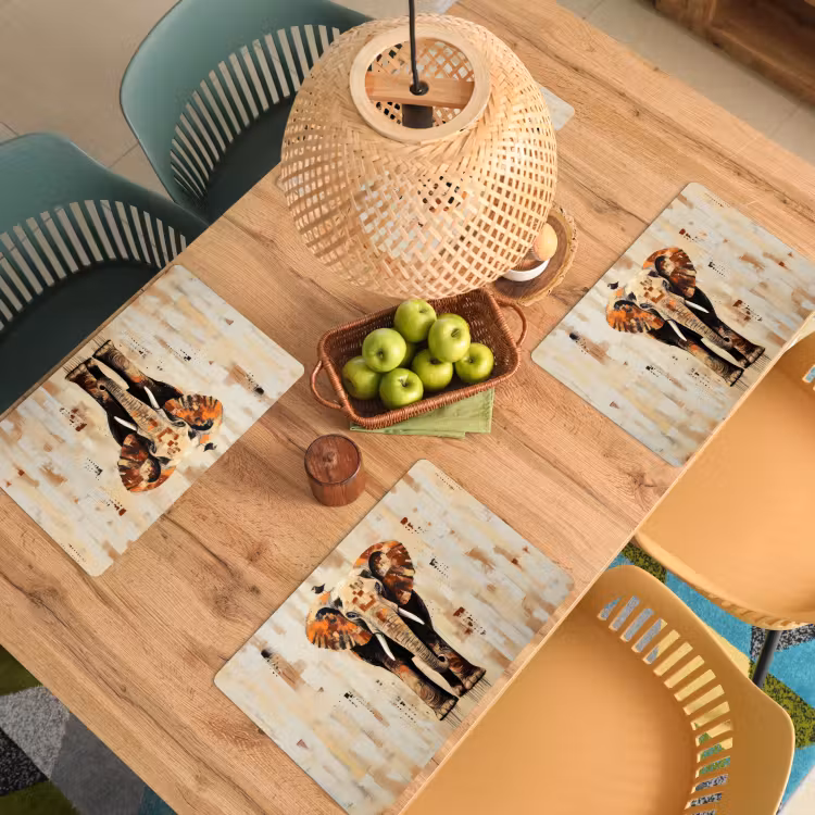 Placemat vinyl - Olifant - Slurf - Mozaïek - Abstract — 3