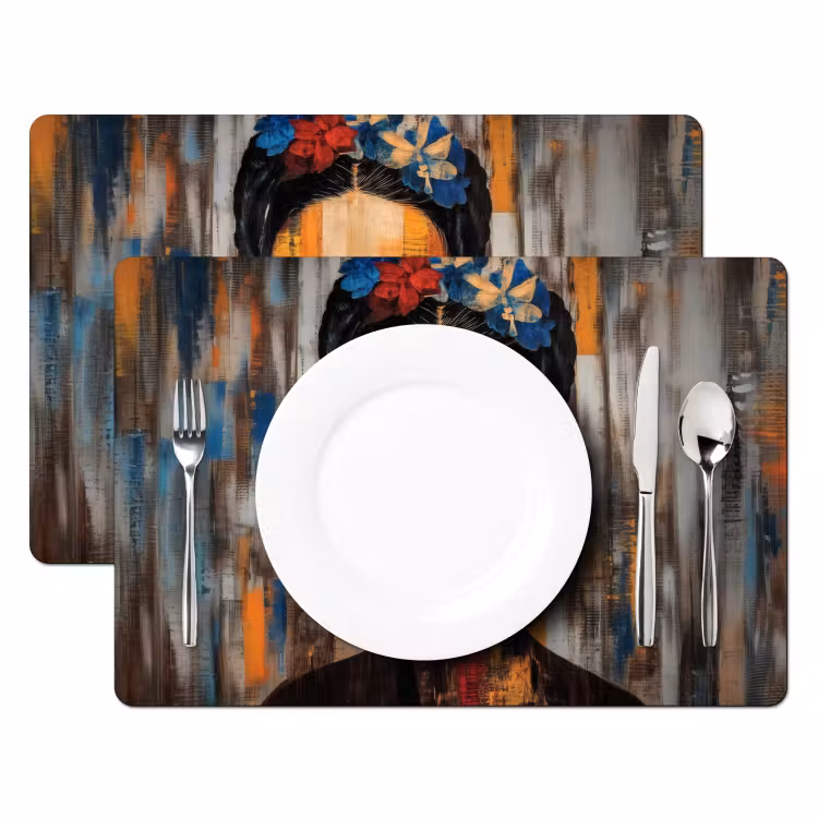 Placemat vinyl - Portret - Vrouw - Bloemen — 2