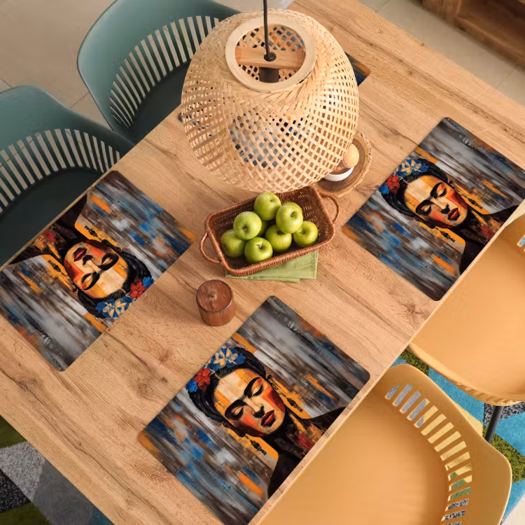 Placemat vinyl - Portret - Vrouw - Bloemen — 3
