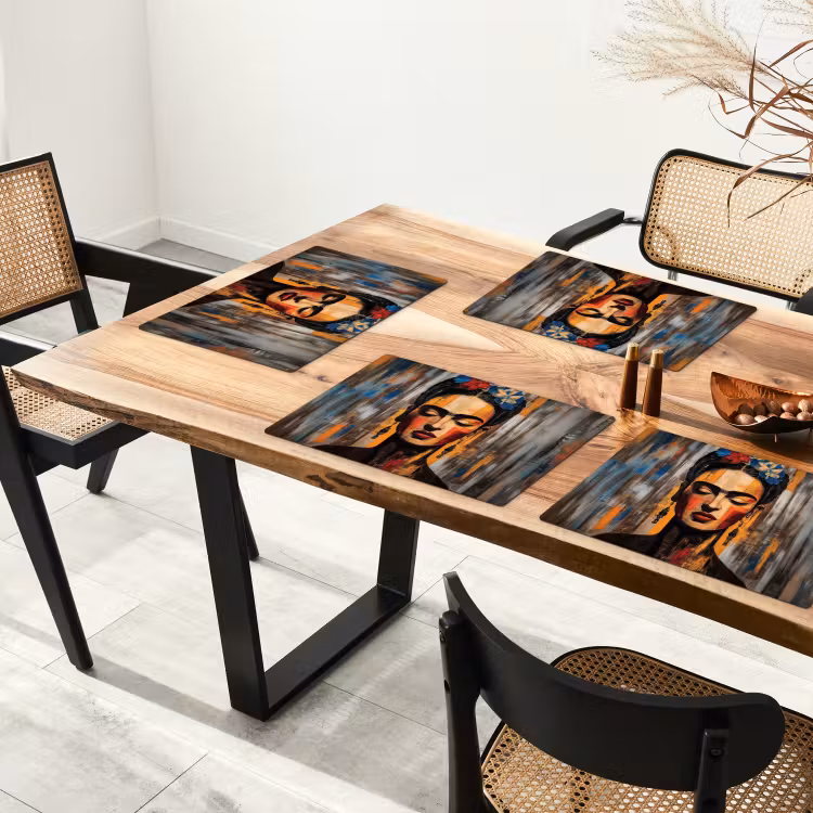 Placemat vinyl - Portret - Vrouw - Bloemen — 4