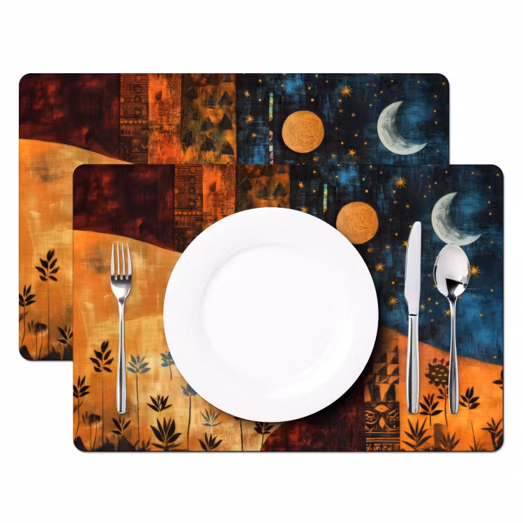 Placemat vinyl - Silhouetten - Abstract - Zon - Maan — 2