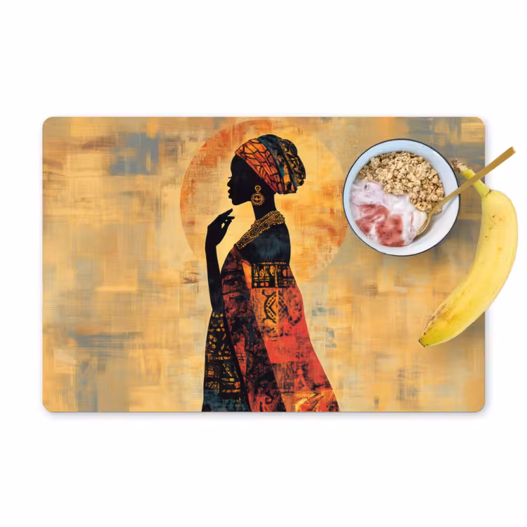 Placemat vinyl - Vrouw - Silhouet - Patronen - Sierlijk — 1