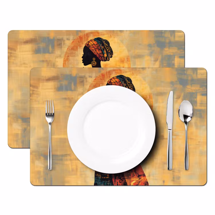 Placemat vinyl - Vrouw - Silhouet - Patronen - Sierlijk — 2