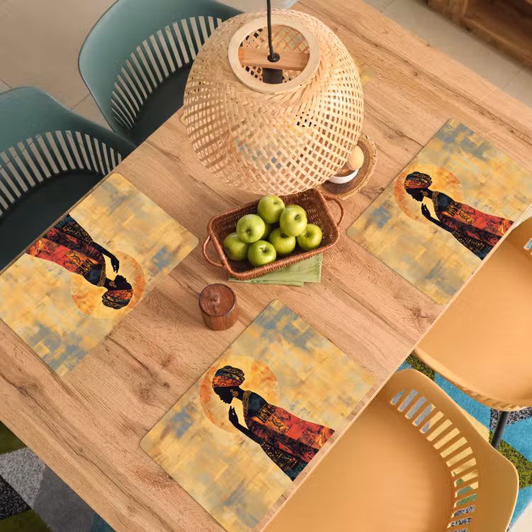 Placemat vinyl - Vrouw - Silhouet - Patronen - Sierlijk — 3