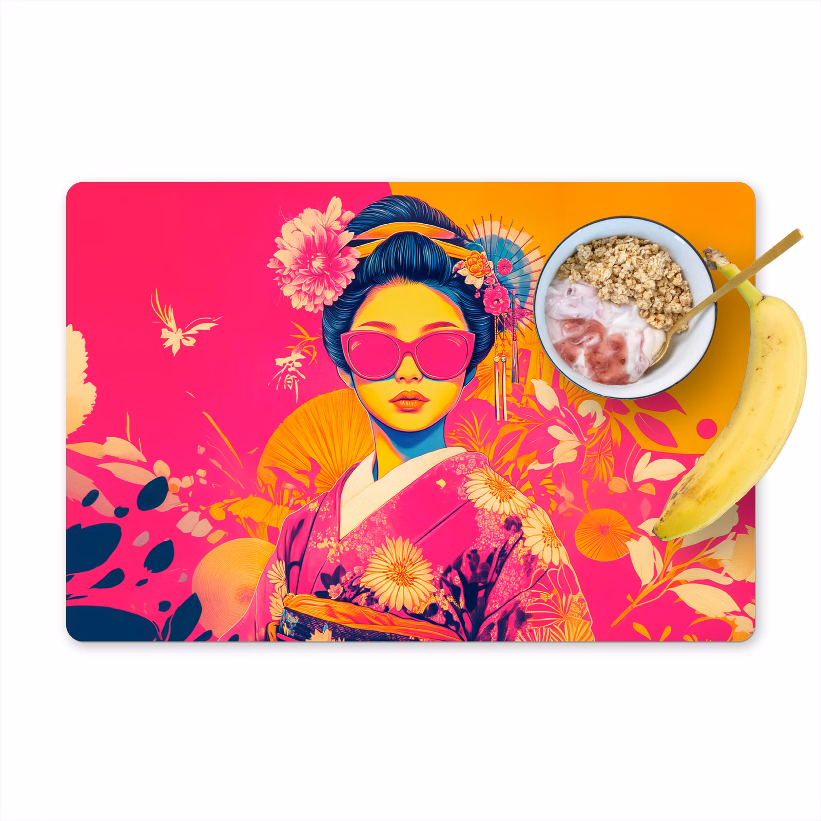 Placemat vinyl - Vrouw - Zonnebril - Abstract - Oranje — 1