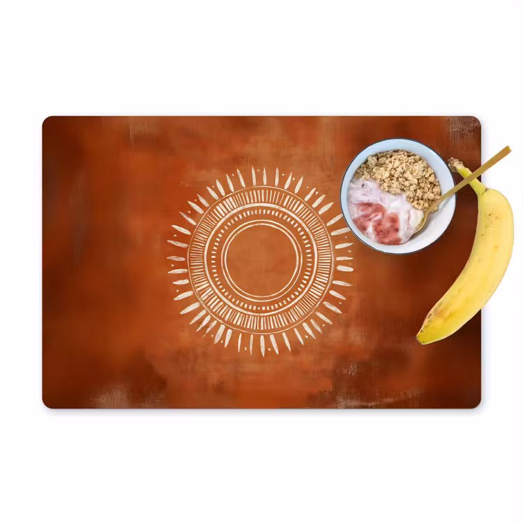 Placemat vinyl - Abstract - Lijnen - Zonnestralen - Roodbruin — 1