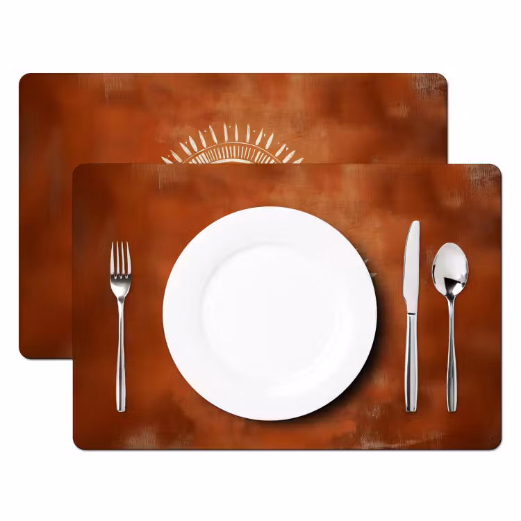 Placemat vinyl - Abstract - Lijnen - Zonnestralen - Roodbruin — 2