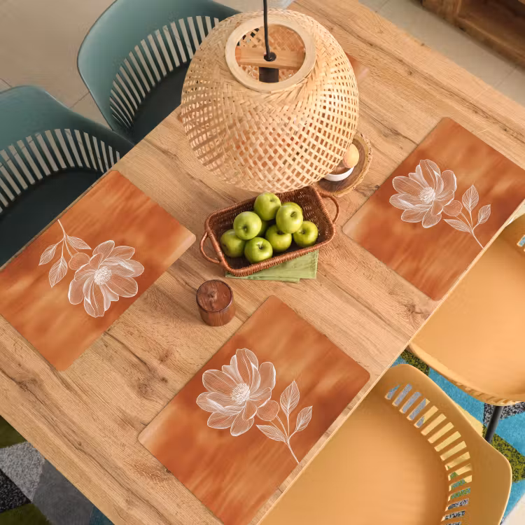 Placemat vinyl - Bloem - Minimalistisch - Wit — 3
