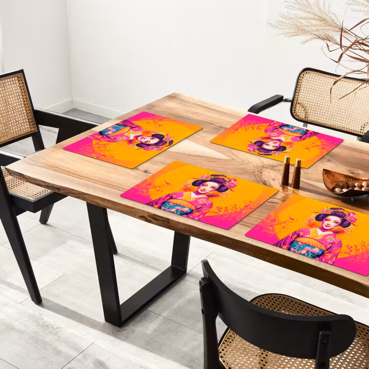 Placemat vinyl - Bloemen - Vrouw - Kimono - Roze — 4