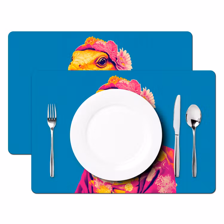 Placemat vinyl - Bloemenkrans - Hagedis - Kimono - Paars — 2