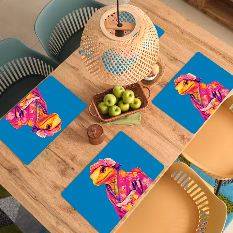 Placemat vinyl - Bloemenkrans - Hagedis - Kimono - Paars — 3
