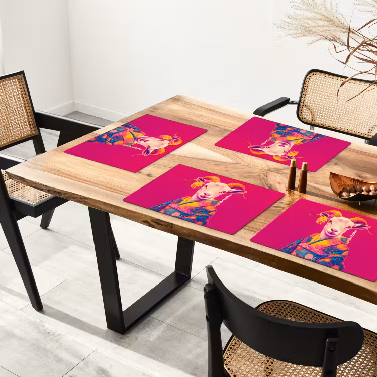 Placemat vinyl - Geit - Hoorns - Kimono - Kleurrijk — 4
