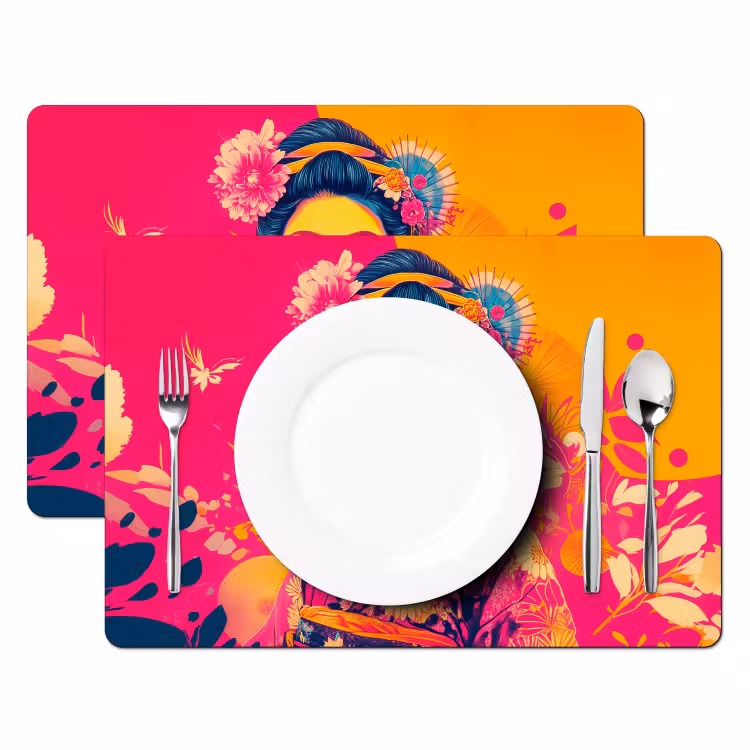 Placemat vinyl - Vrouw - Zonnebril - Abstract - Oranje — 2