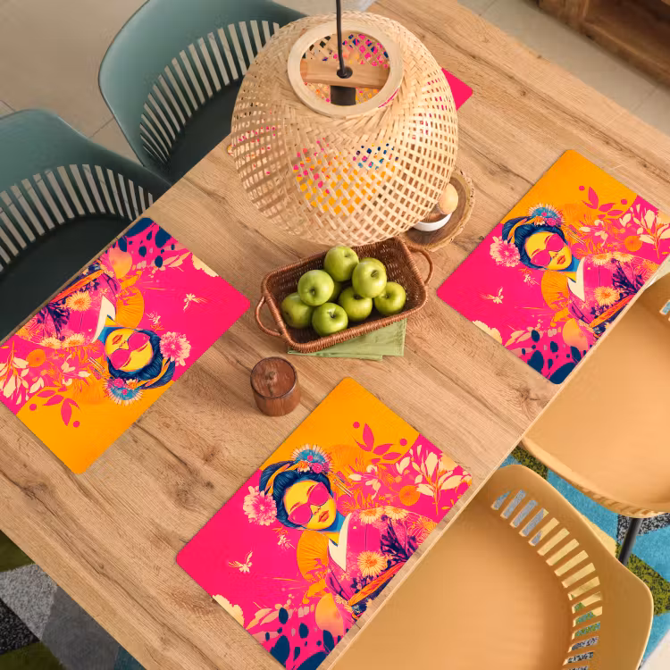Placemat vinyl - Vrouw - Zonnebril - Abstract - Oranje — 3