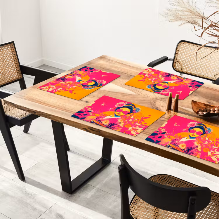 Placemat vinyl - Vrouw - Zonnebril - Abstract - Oranje — 4