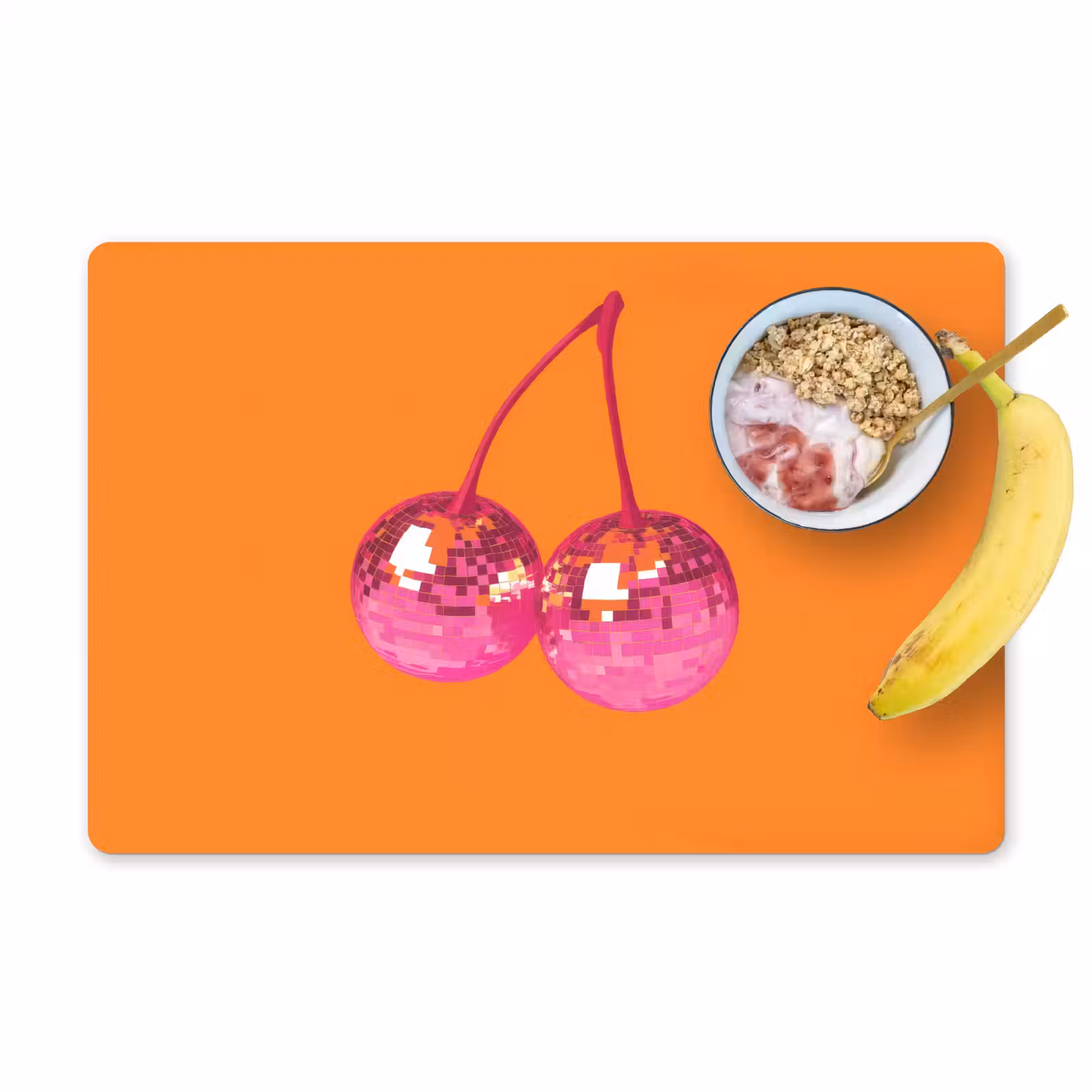 Placemat vinyl - Discoballen - Kers - Spiegels - Roze — 1