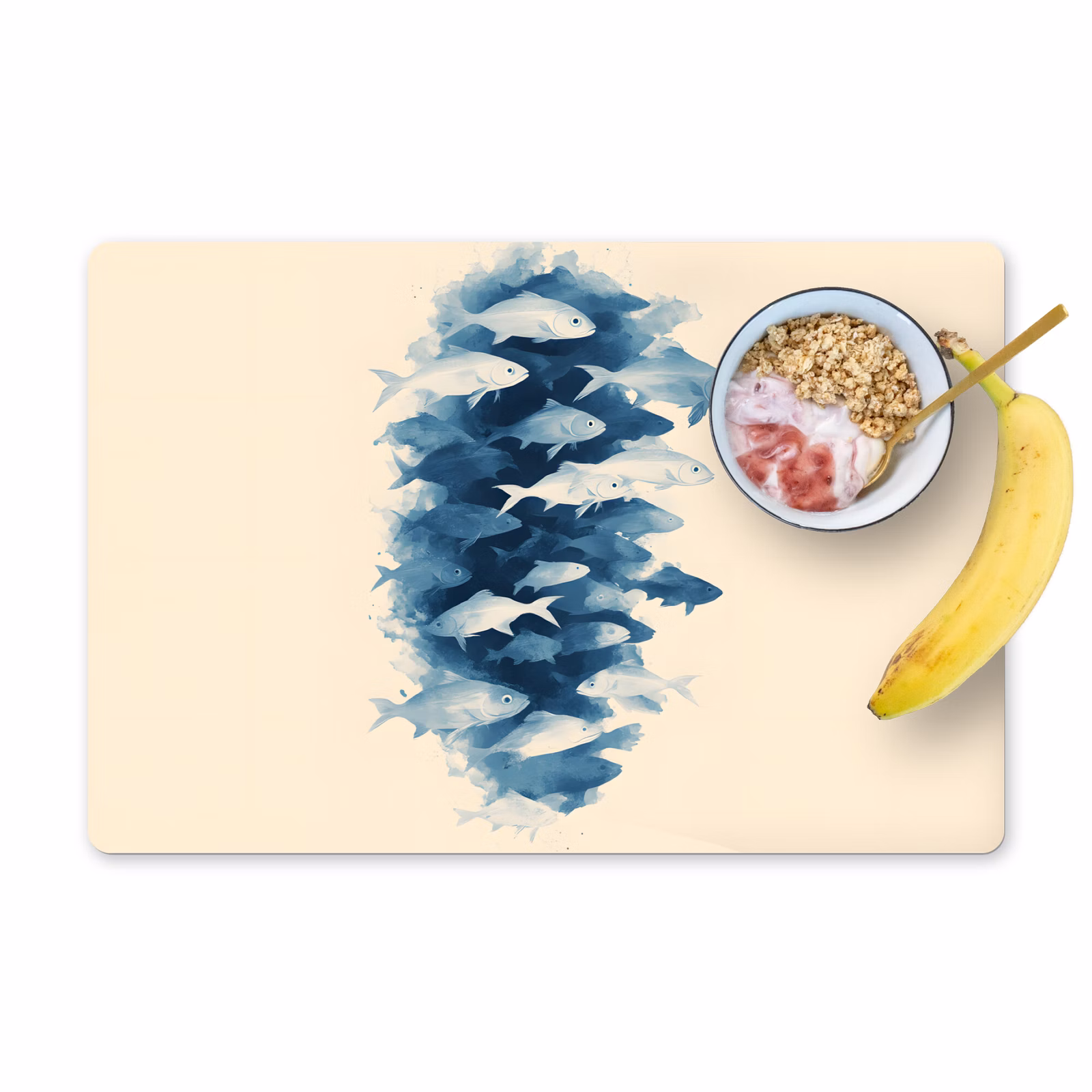 Placemat vinyl - Vissen - Minimalistisch - Blauw — 1