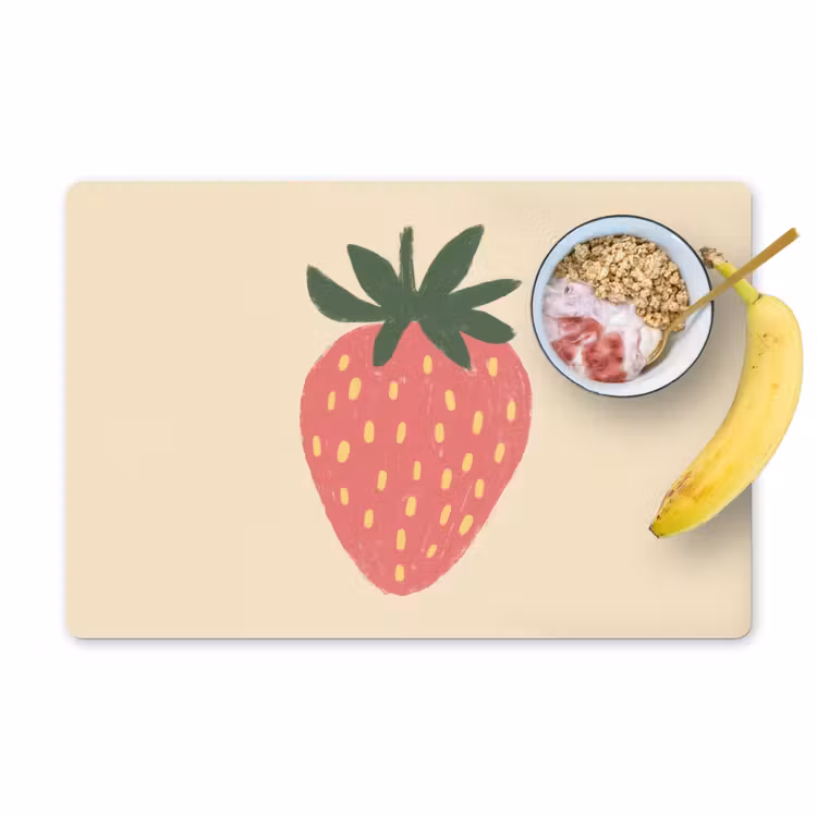 Placemat vinyl - Aardbei - Minimalistisch - Rood - Fruit — 1