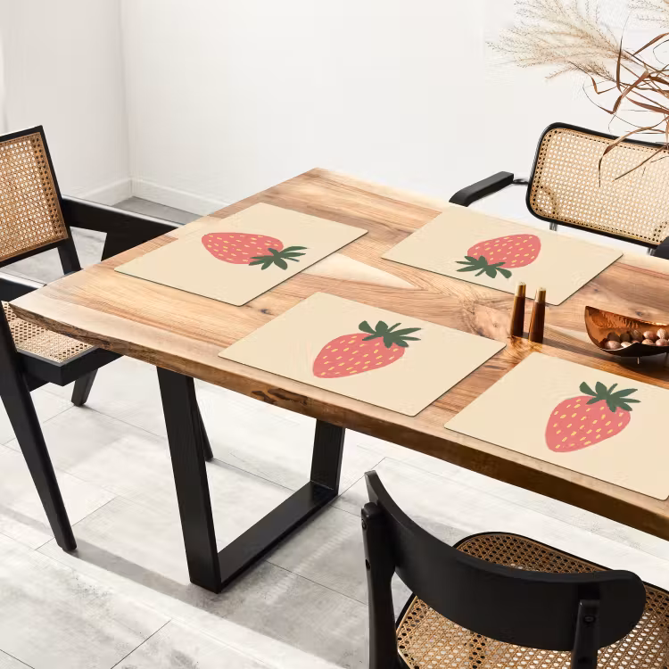 Placemat vinyl - Aardbei - Minimalistisch - Rood - Fruit — 4