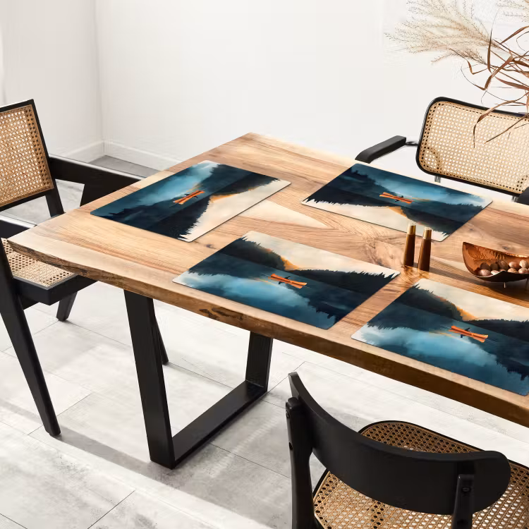 Placemat vinyl - Bossen - Meer - Kano - Oranje — 4