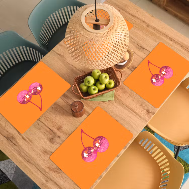 Placemat vinyl - Discoballen - Kers - Spiegels - Roze — 3