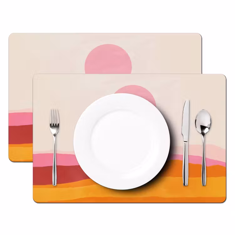 Placemat vinyl - Heuvels - Oranje - Zon - Abstract — 2