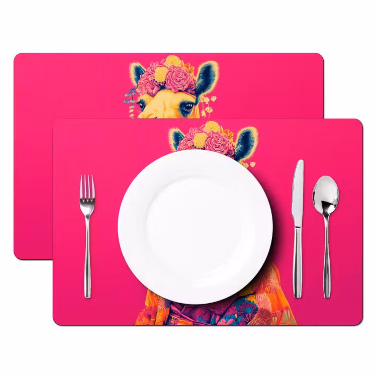 Placemat vinyl - Kameel - Bloemen - Kimono - Waaiers — 2