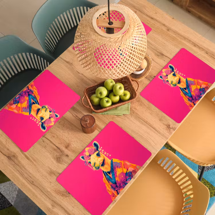 Placemat vinyl - Kameel - Bloemen - Kimono - Waaiers — 3