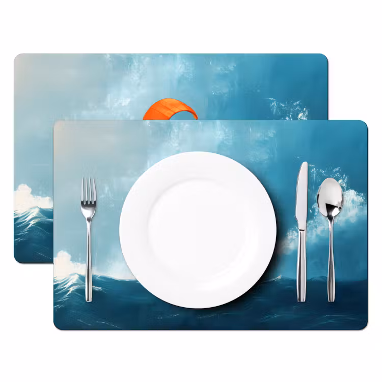 Placemat vinyl - Kitesurfer - Oranje - Zee - Lucht — 2
